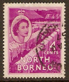 North Borneo 1954 4c Bright purple. SG375.